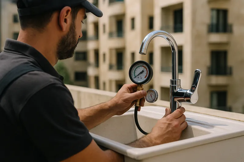 إصلاح الأدوات الصحية وفحص ضغط المياه